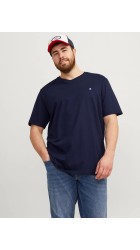 Ανδρικό T-Shirt Plus Size Jack & Jones JJEPaulos Tee SS Crew Neck Noos PLS 12253778 Navy Blazer
