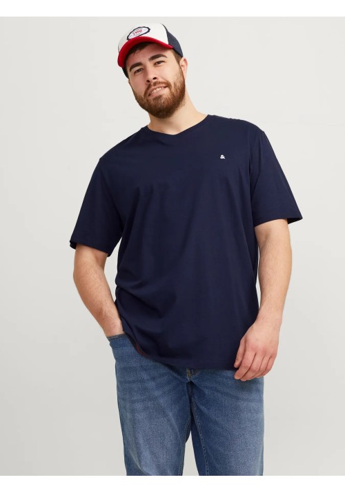 Ανδρικό T-Shirt Plus Size Jack & Jones JJEPaulos Tee SS Crew Neck Noos PLS 12253778 Navy Blazer