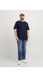 Ανδρικό T-Shirt Plus Size Jack & Jones JJEPaulos Tee SS Crew Neck Noos PLS 12253778 Navy Blazer