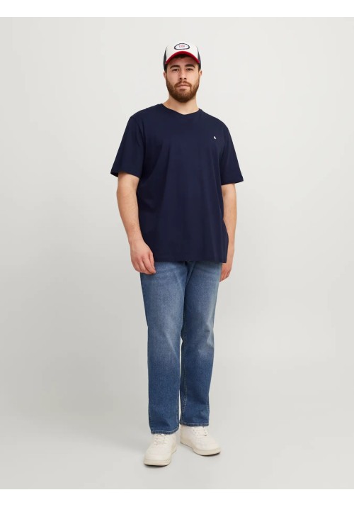 Ανδρικό T-Shirt Plus Size Jack & Jones JJEPaulos Tee SS Crew Neck Noos PLS 12253778 Navy Blazer