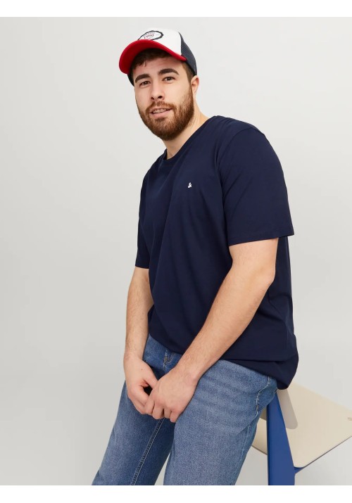 Ανδρικό T-Shirt Plus Size Jack & Jones JJEPaulos Tee SS Crew Neck Noos PLS 12253778 Navy Blazer