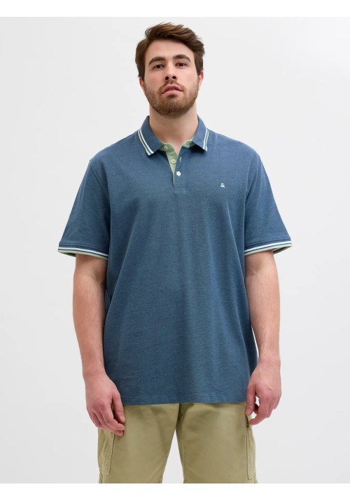 Ανδρική Μπλούζα Polo Plus Size Jack & Jones JJEpaulos Polo SS PLS 12143859 Oceanview Play