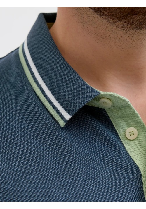 Ανδρική Μπλούζα Polo Plus Size Jack & Jones JJEpaulos Polo SS PLS 12143859 Oceanview Play