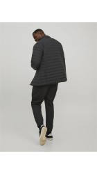 Ανδρικό Μπουφάν Plus Size Jack & Jones JJereCycle Puffer Collar Noos Pls 12217853 Μαύρο