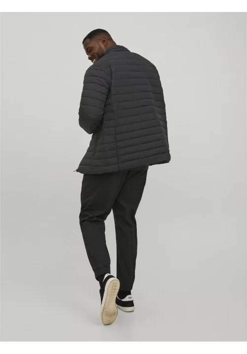 Ανδρικό Μπουφάν Plus Size Jack & Jones JJereCycle Puffer Collar Noos Pls 12217853 Μαύρο