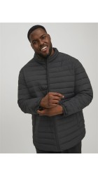 Ανδρικό Μπουφάν Plus Size Jack & Jones JJereCycle Puffer Collar Noos Pls 12217853 Μαύρο