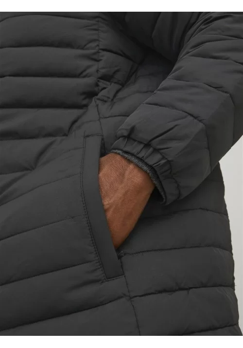Ανδρικό Μπουφάν Plus Size Jack & Jones JJereCycle Puffer Collar Noos Pls 12217853 Μαύρο
