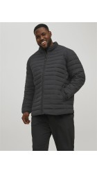 Ανδρικό Μπουφάν Plus Size Jack & Jones JJereCycle Puffer Collar Noos Pls 12217853 Μαύρο