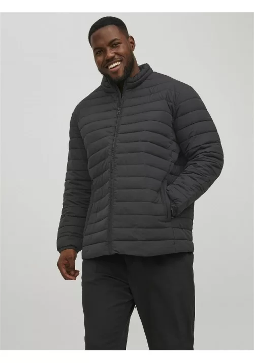 Ανδρικό Μπουφάν Plus Size Jack & Jones JJereCycle Puffer Collar Noos Pls 12217853 Μαύρο