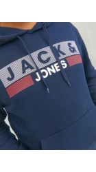 Ανδρικό Φούτερ με Κουκούλα και Τσέπες Jack & Jones 12163777 JJECORP Logo Sweat Hood PLS Μπλε