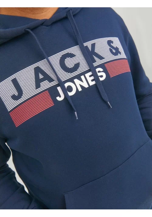 Ανδρικό Φούτερ με Κουκούλα και Τσέπες Jack & Jones 12163777 JJECORP Logo Sweat Hood PLS Μπλε