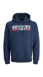 Ανδρικό Φούτερ με Κουκούλα και Τσέπες Jack & Jones 12163777 JJECORP Logo Sweat Hood PLS Μπλε