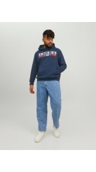 Ανδρικό Φούτερ με Κουκούλα και Τσέπες Jack & Jones 12163777 JJECORP Logo Sweat Hood PLS Μπλε