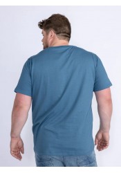 Ανδρικό T-Shirt Plus Size Petrol M-1040-TSR6090-5182 Μπλε