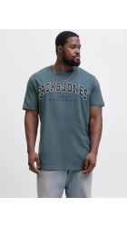 Ανδρικό T-Shirt Plus Size Jack & Jones JJEcaleb Varsity Tee SS O-Neck Noos PLS 12258871 Stormy Weather
