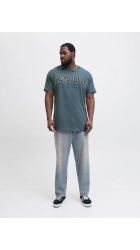 Ανδρικό T-Shirt Plus Size Jack & Jones JJEcaleb Varsity Tee SS O-Neck Noos PLS 12258871 Stormy Weather