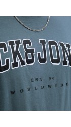 Ανδρικό T-Shirt Plus Size Jack & Jones JJEcaleb Varsity Tee SS O-Neck Noos PLS 12258871 Stormy Weather