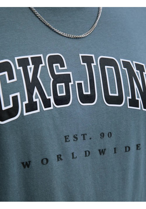Ανδρικό T-Shirt Plus Size Jack & Jones JJEcaleb Varsity Tee SS O-Neck Noos PLS 12258871 Stormy Weather