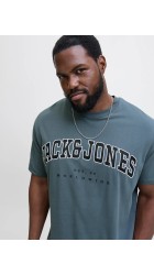 Ανδρικό T-Shirt Plus Size Jack & Jones JJEcaleb Varsity Tee SS O-Neck Noos PLS 12258871 Stormy Weather