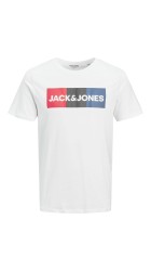 Ανδρικό T-Shirt Jack & Jones 12158505 Plus Size με Λογότυπο Λευκό