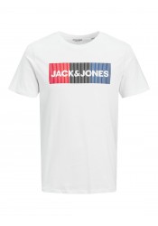 Ανδρικό T-Shirt Jack & Jones 12158505 Plus Size με Λογότυπο Λευκό