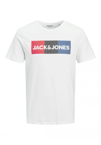 Ανδρικό T-Shirt Jack & Jones 12158505 Plus Size με Λογότυπο Λευκό