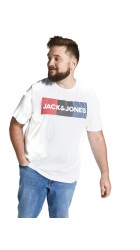 Ανδρικό T-Shirt Jack & Jones 12158505 Plus Size με Λογότυπο Λευκό