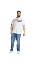 Ανδρικό T-Shirt Jack & Jones 12158505 Plus Size με Λογότυπο Λευκό