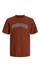 Ανδρικό T-Shirt Plus Size Jack & Jones JJEcaleb Varsity Tee SS O-Neck Noos PLS 12258871 Burnt Henna