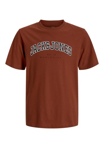 Ανδρικό T-Shirt Plus Size Jack & Jones JJEcaleb Varsity Tee SS O-Neck Noos PLS 12258871 Burnt Henna