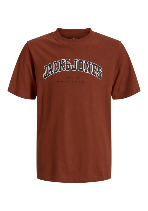 Ανδρικό T-Shirt Plus Size Jack & Jones JJEcaleb Varsity Tee SS O-Neck Noos PLS 12258871 Burnt Henna