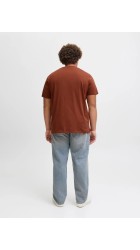 Ανδρικό T-Shirt Plus Size Jack & Jones JJEcaleb Varsity Tee SS O-Neck Noos PLS 12258871 Burnt Henna