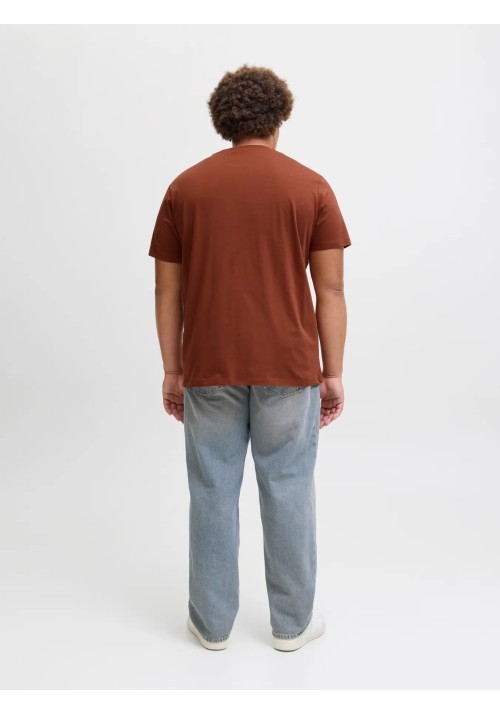 Ανδρικό T-Shirt Plus Size Jack & Jones JJEcaleb Varsity Tee SS O-Neck Noos PLS 12258871 Burnt Henna
