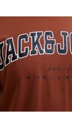 Ανδρικό T-Shirt Plus Size Jack & Jones JJEcaleb Varsity Tee SS O-Neck Noos PLS 12258871 Burnt Henna