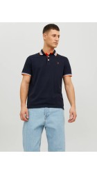 Ανδρική Μπλούζα Polo Jack & Jones JJEPaulos Polo SS Noos 12136668 Black Navy NEON