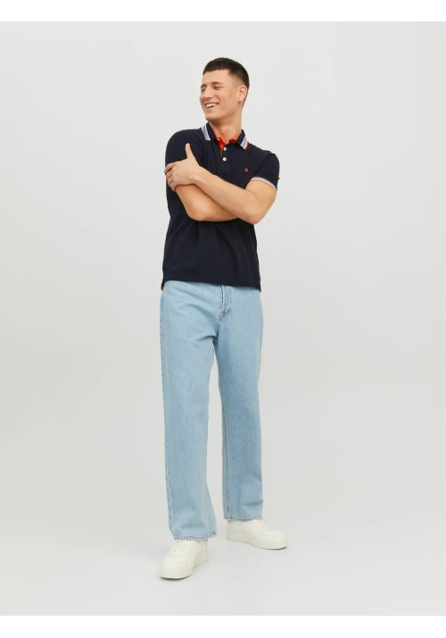 Ανδρική Μπλούζα Polo Jack & Jones JJEPaulos Polo SS Noos 12136668 Black Navy NEON
