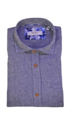 Ανδρικό Πουκάμισο Λινό Boston12001-10 Μπλε