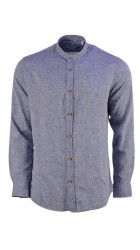 Ανδρικό Πουκάμισο Λινό Μάο Boston12001-10 Μπλε