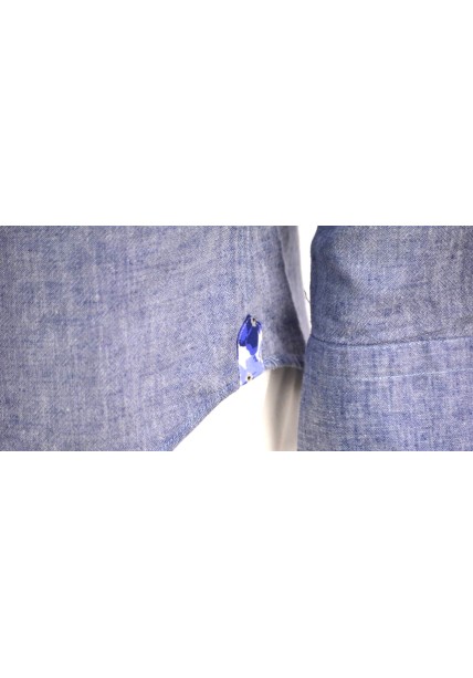 Ανδρικό Πουκάμισο Λινό Μάο Boston12001-10 Μπλε