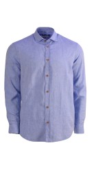 Ανδρικό Πουκάμισο Λινό Boston12001-18 Γαλάζιο