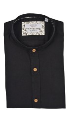 Ανδρικό Πουκάμισο Λινό με Κανονική Γραμμή Boston 12001-20 Μακρυμάνικο Μάο Μαύρο