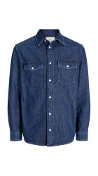 Ανδρικό Πουκάμισο Τζιν Jack & Jones JPRBlubruce Denim L/S Shirt 12275137 Dark Denim