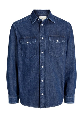 Ανδρικό Πουκάμισο Τζιν Jack & Jones JPRBlubruce Denim L/S Shirt 12275137 Dark Denim