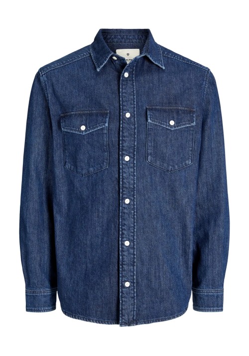 Ανδρικό Πουκάμισο Τζιν Jack & Jones JPRBlubruce Denim L/S Shirt 12275137 Dark Denim