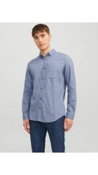 Ανδρικό Πουκάμισο Jack & Jones JJEClassic Melange Shirt LS Noos 12235974 Faded Denim