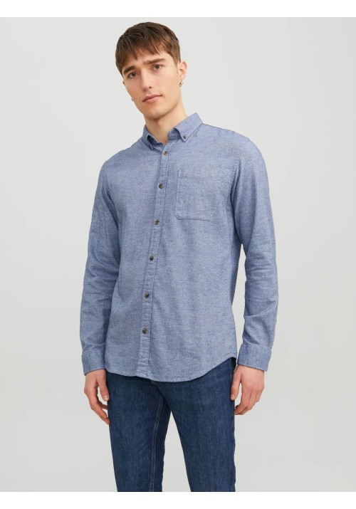 Ανδρικό Πουκάμισο Jack & Jones JJEClassic Melange Shirt LS Noos 12235974 Faded Denim