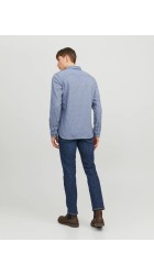 Ανδρικό Πουκάμισο Jack & Jones JJEClassic Melange Shirt LS Noos 12235974 Faded Denim