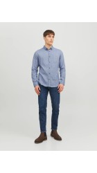 Ανδρικό Πουκάμισο Jack & Jones JJEClassic Melange Shirt LS Noos 12235974 Faded Denim