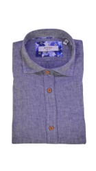 Ανδρικό Πουκάμισο Λινό Boston12001-10 Μπλε