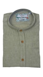 Ανδρικό Πουκάμισο Λινό με Στενή Γραμμή Boston 12001-17 Μάο Λαδί